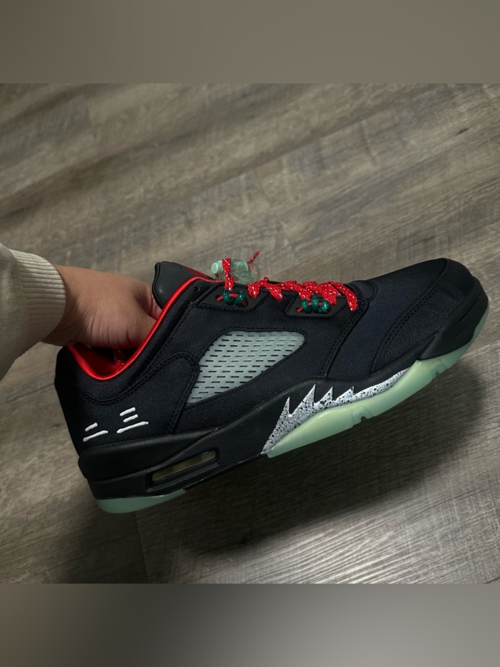 Jordan 5 retro low clot jade Men's Athletic Sneakers with Glow-Outsole